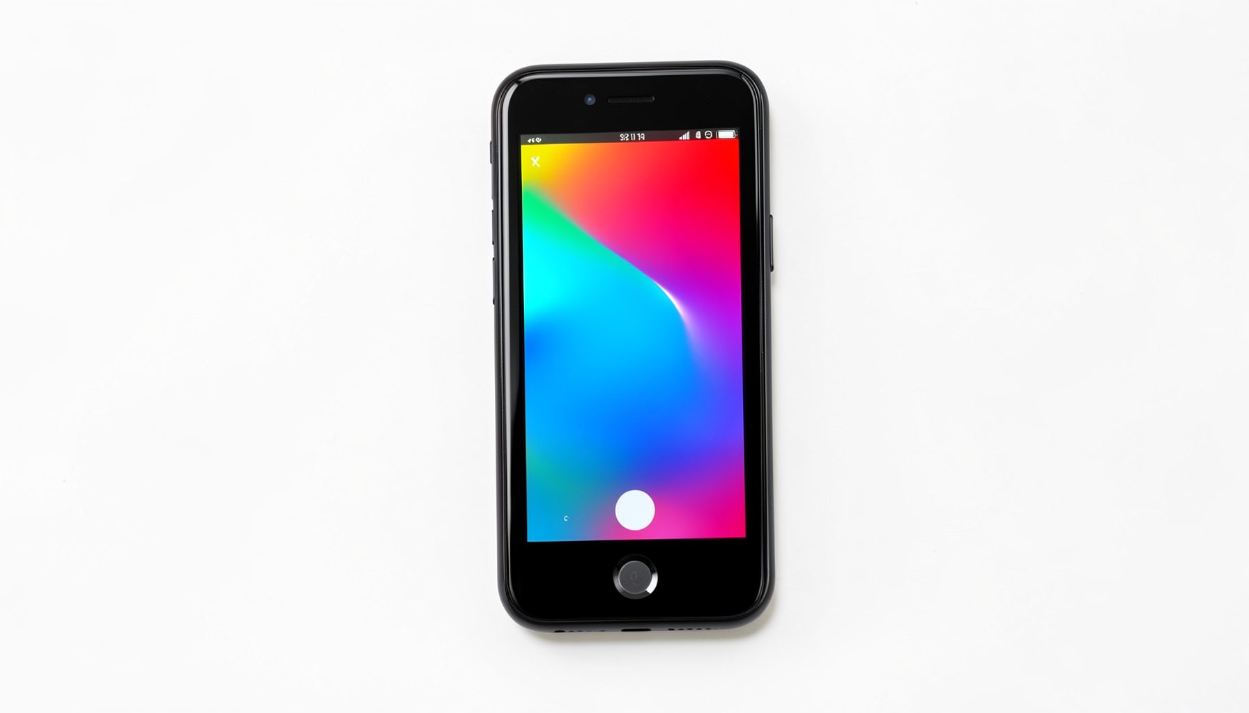 A glossy black Spice phone with a bright color screen and silver navigation ring, set against a plain white backdrop.